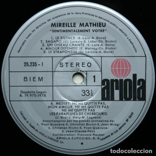 Discos de vinilo: Mireille Mathieu &ndash; Sentimentalement Votre-SPAIN-1978-LP - Foto 3