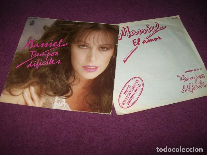 MASSIEL - LOTE 2 SINGLES DEL LP - TIEMPOS DIFICILES + EL AMOR - PROMOCIONAL DE 1982 (Música - Discos - Singles Vinilo - Solistas Españoles de los 70 a la actualidad)