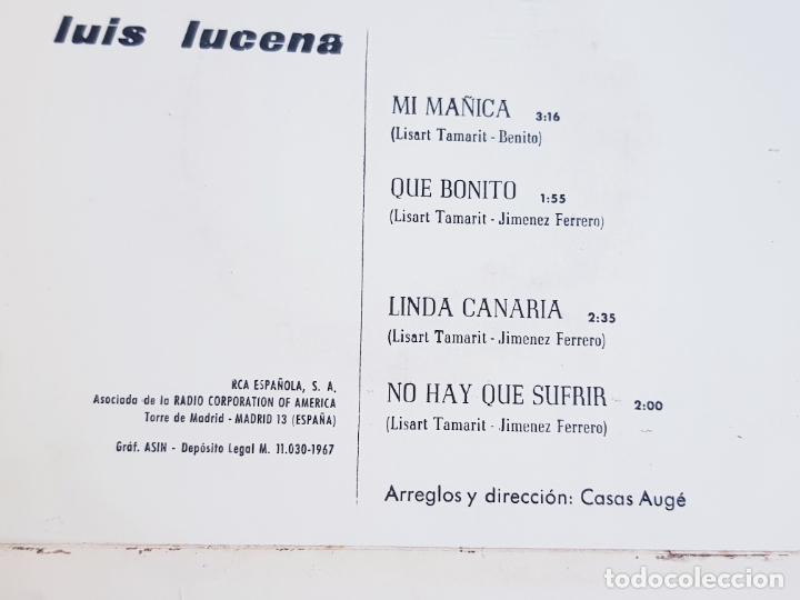 Discos de vinilo: DISCO-SINGLE-VINILO-LU&Iacute;S LUCENA-BUEN ESTADO GENERAL - Foto 4