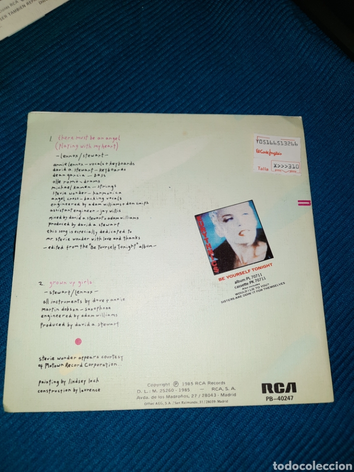 Discos de vinilo: SINGLE EURYTHMICS. 1985 - Foto 2