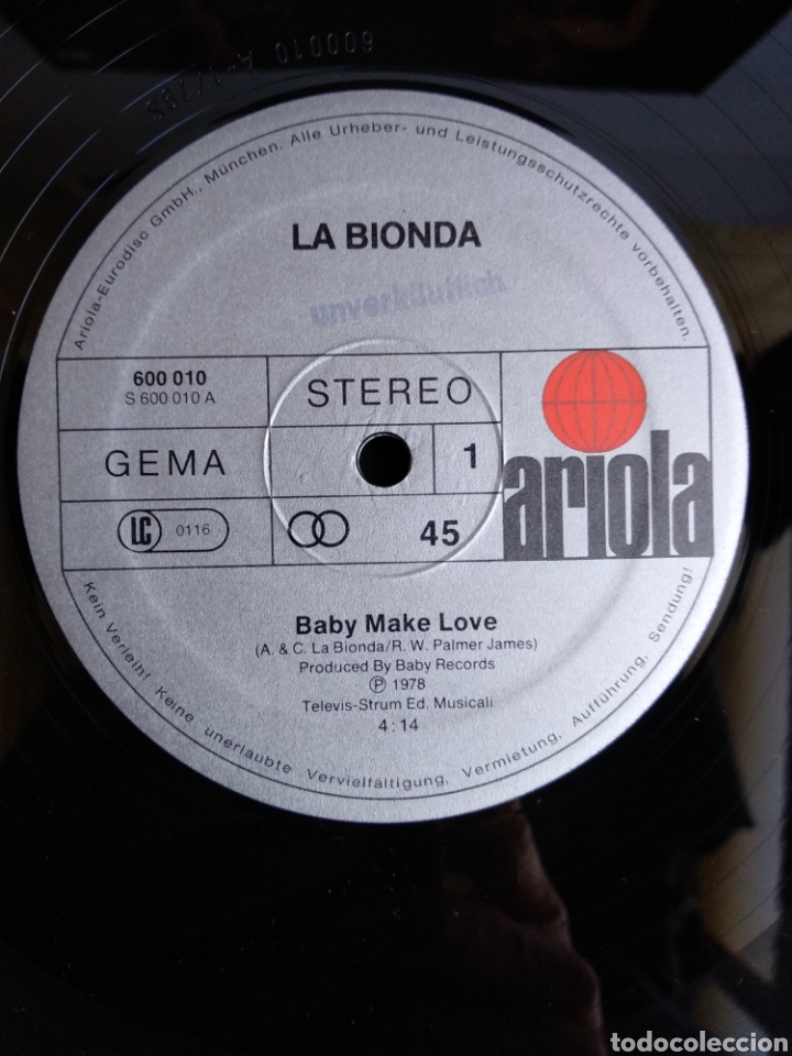 Discos de vinilo: *LA BIONDA, BABY MAKE LOVE, ARIOLA, 1978 - Foto 3 - 300402153