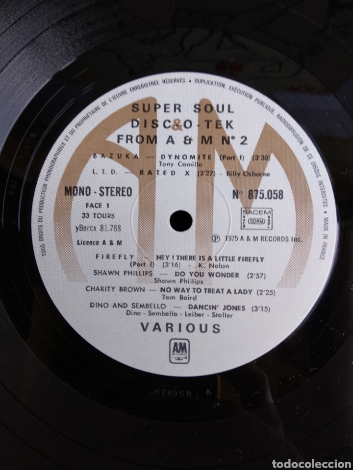 Discos de vinilo: *DISCO SUPER HIT POUR DANCER, A&M RECORDS, 1975 A3 - Foto 3