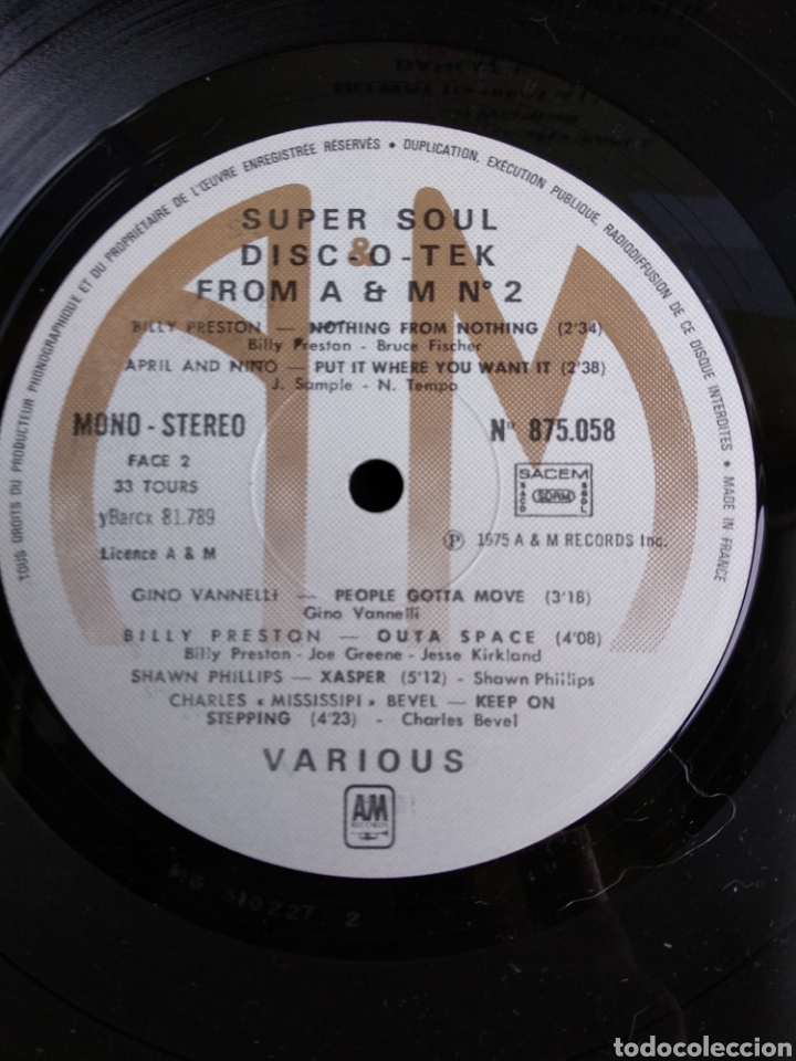 Discos de vinilo: *DISCO SUPER HIT POUR DANCER, A&M RECORDS, 1975 A3 - Foto 4