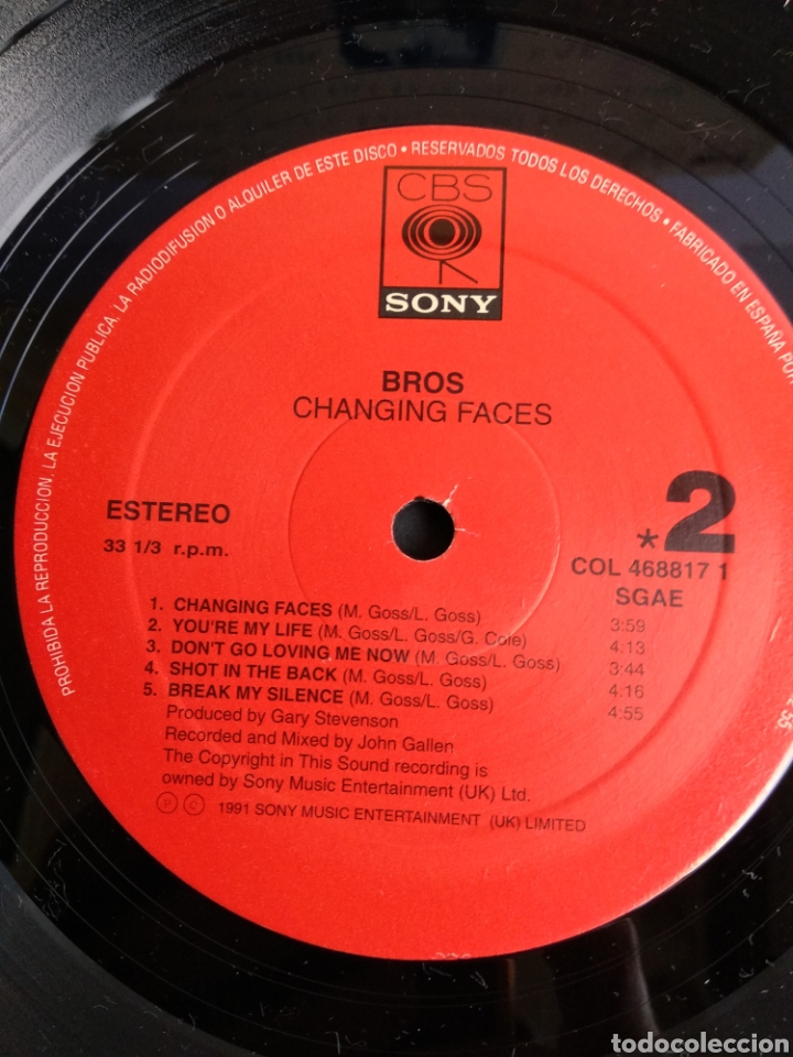 Discos de vinilo: *BROS, CHANGING FACES, CBS, 1991 A2 - Foto 4