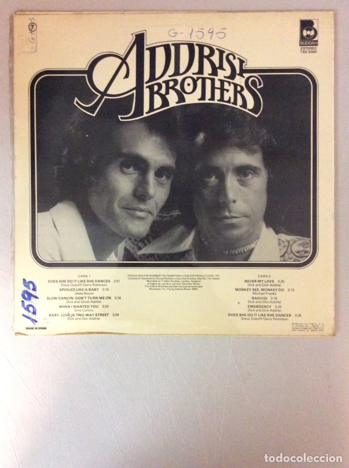 Discos de vinilo: Addrisi brothers. Does she do it like she dances - Foto 2