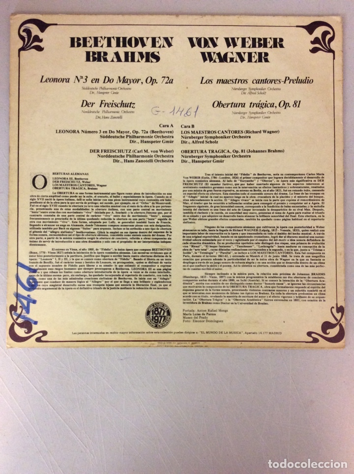 Discos de vinilo: Beethoven. Brahms. Von Weber. Wagner. Colecci&oacute;n rtve - Foto 2