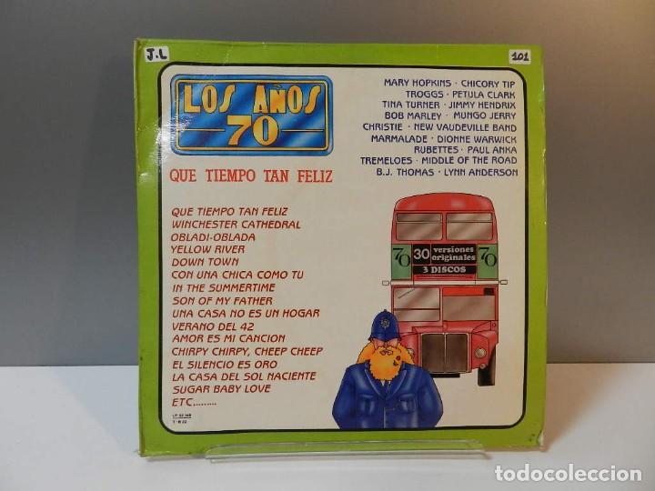 Discos de vinilo: DISCO VINILO 3 X LP. Los Años 70 – Que Tiempo Tan Feliz. 33 RPM. - Foto 1 - 300798603