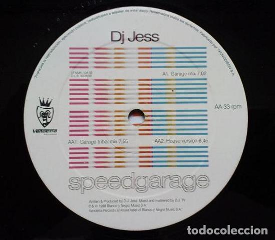 Discos de vinilo: DJ Jess &ndash; Speedgarage-SPAIN-1998-MAXI SINGLE - Foto 2