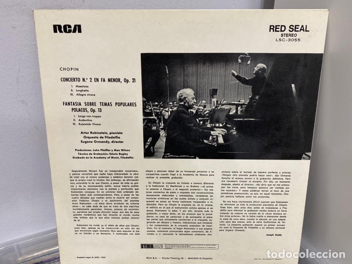 Discos de vinilo: Chopin, Artur Rubinstein, Eugene Ormandy - Concerto No. 2 (LP, Album) - Foto 2