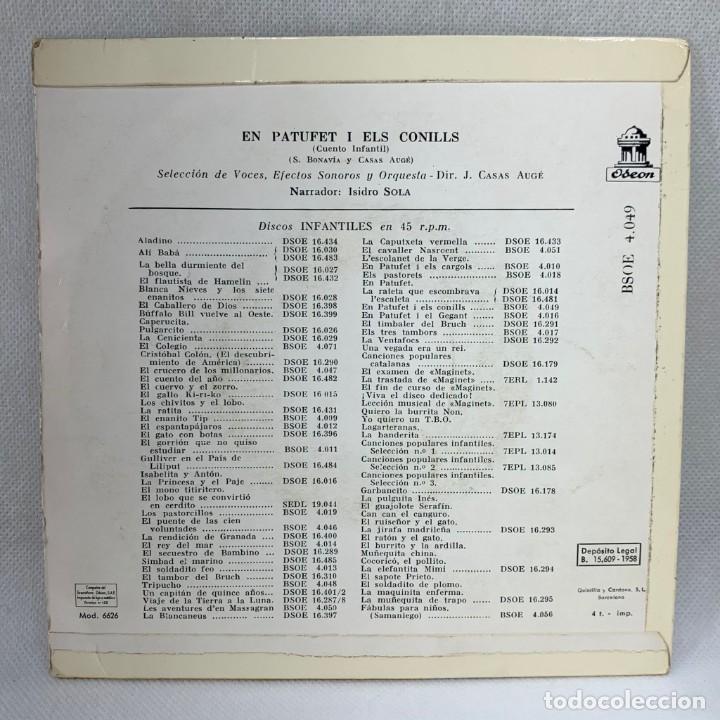 Discos de vinilo: SINGLE EN PATUFET I ELS CONILLS - ESPAÑA - AÑO 1958 - Foto 4 - 300950718
