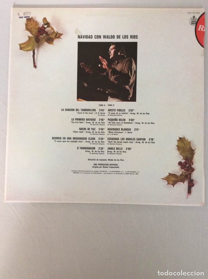 Discos de vinilo: Waldo de los Rios. Navidad con - Foto 2