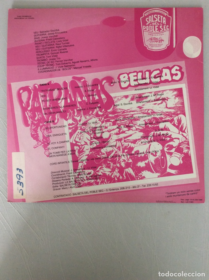 Discos de vinilo: Salseta del Poble Sec. patra&ntilde;as belicas. - Foto 2