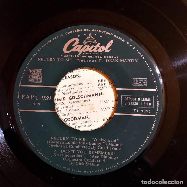 Discos de vinilo: DEAN MARTIN -RETURN TO ME, España 1958, Capitol records– EAP 1-939, excelente (EX_EX) - Foto 4 - 301192443