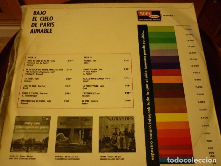 Discos de vinilo: DISCO LP BAJO EL CIELO DE PARIS, AIMABLE - Foto 2