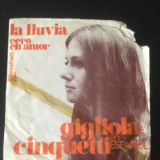 Discos de vinilo: GIGLIOLA CINQUETTI EN ESPAÑOL LA LLUVIA / CERO EN AMOR 1969. Lote 301320103