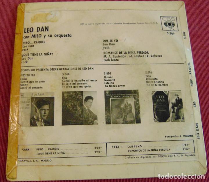 Discos de vinilo: LEO DAN - PERO...RAQUEL + 3 - EP 1964 - Foto 3