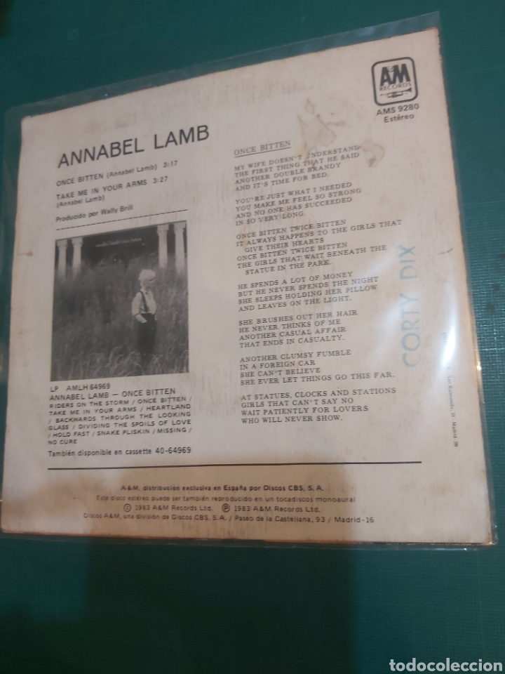 Discos de vinilo: 1983 ANNABEL LAMB ONCE BITTEN SINGLE - Foto 2