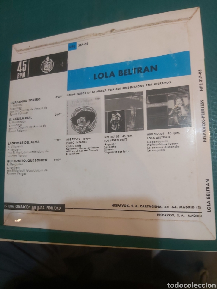 Discos de vinilo: SINGLE LOLA BERTR&Aacute;N HYAPANGO TORERO 1965 - Foto 2
