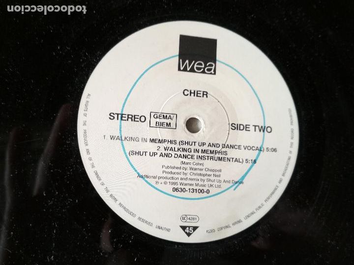 Discos de vinilo: CHER, WALKING IN MEMPHIS, 1995 - Foto 3