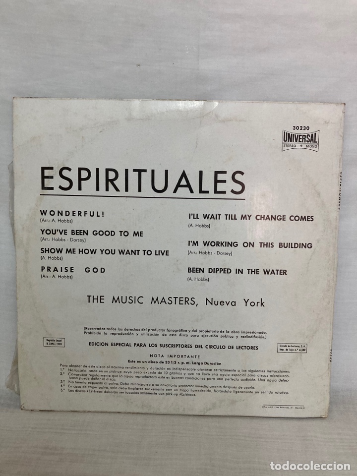 Discos de vinilo: DISCO DE VINILO&rdquo; ESPIRITUALES&rdquo; , grabado en Nueva York - Foto 2