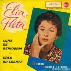 Disques de vinyle: ELIA FLETA - II FESTIVAL DE BENIDORM - LUNA DE BENIDORM; ERES DIFERENTE RCA 3-14045 - 1960. Lote 301555738