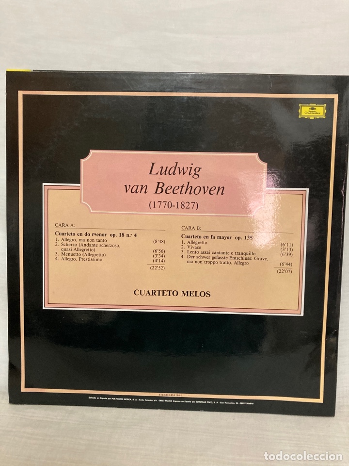 Discos de vinilo: LP de BEETHOVEN &ldquo;CUARTETOS MELOS &ldquo; - Foto 2