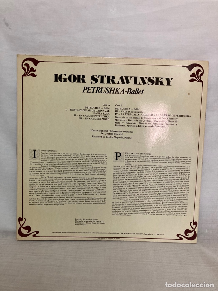 Discos de vinilo: LP IGOR STRAVINDKY vinilo - Foto 2