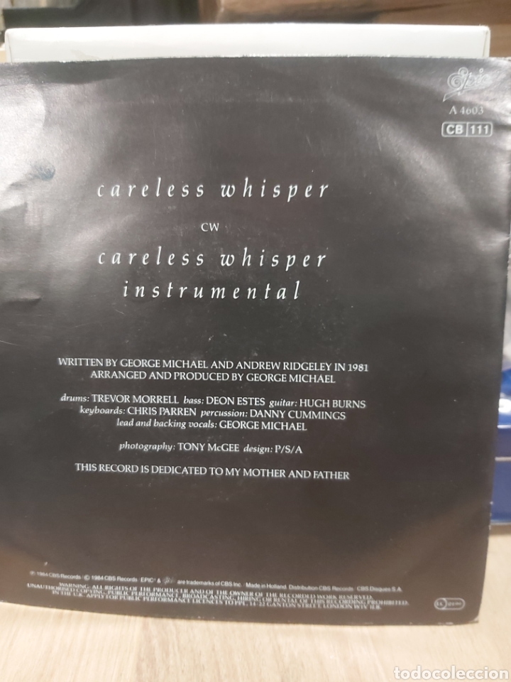 Discos de vinilo: 1984 GEORGE MICHAEL CARELESS WHISPER - Foto 2