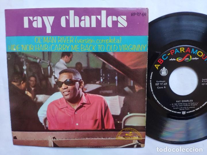 Vinyl records: RAY CHARLES - EP Spain - MINT * OL' MAN RIVER * ABC PARAMOUNT HP 97-69 * A&Ntilde;O 1963