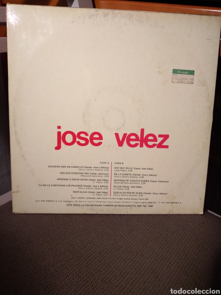 Discos de vinilo: Vinilo - EXITOS ORIGINALES DE JOSE VELEZ ESP.77 - Foto 3