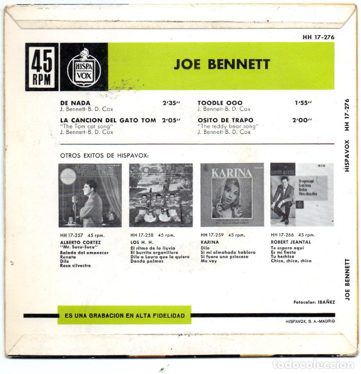 Discos de vinilo: JOE BENNETT - DE NADA + 3 EPS - 1964 - Foto 2