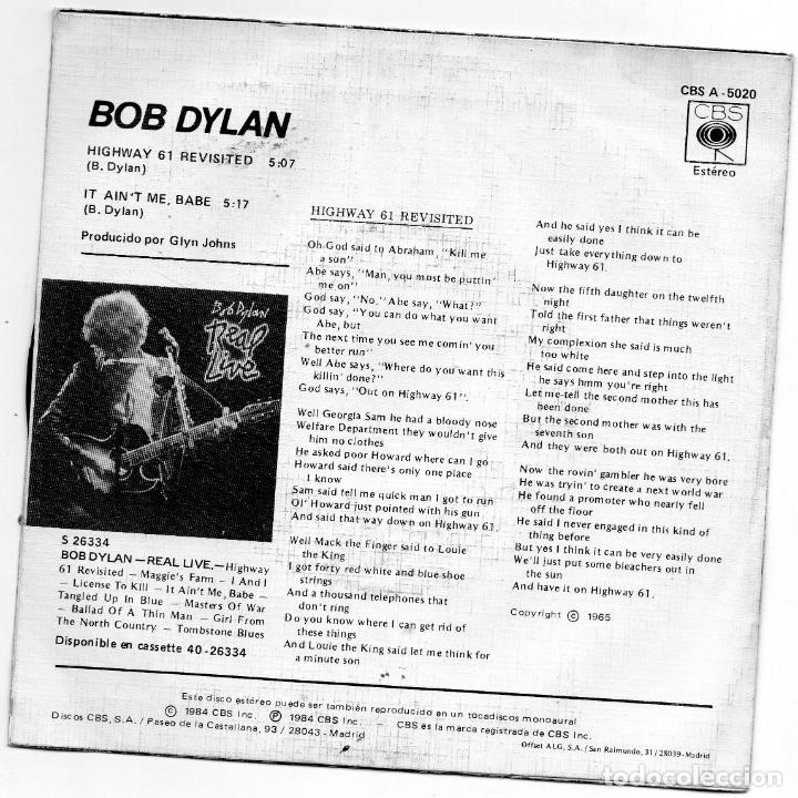 Discos de vinilo: BOB DYLAN - HIGHWAY 61 REVISITED - SINGLE - 1984 - Foto 2