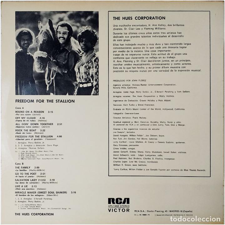 Discos de vinilo: Hues Corporation - Freedom For The Stallion - LP Spain 1973 - RCA Victor (Soul Explosion) APL1-0323 - Foto 2 - 302297998