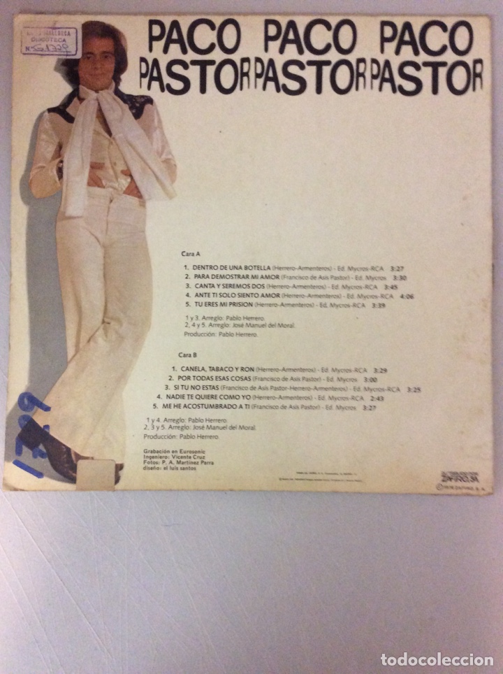 Discos de vinilo: Paco Pastor. Dentro de una botella. - Foto 2