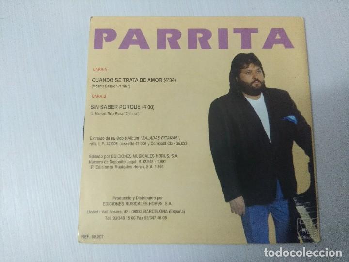 Discos de vinilo: PARRITA/CUANDO SE TRATA DE AMOR/SINGLE. - Foto 3