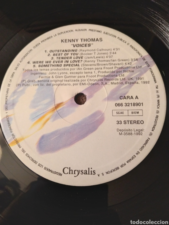 Discos de vinilo: Vinilo - KENNY THOMAS &rdquo;VOICES&rdquo; ESP.92 - Foto 2
