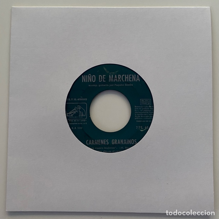 Dischi in vinile: NINO DE MARCHENA-CARMENES GRANAINOS/LA ROSA/SINGLE 1964/LA VOZ DE SU AMO 7PL 63.096,ESPA&Ntilde;A.