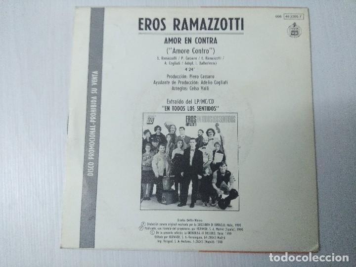 Discos de vinilo: EROS RAMAZZOTTI/AMOR EN CONTRA/SINGLE. - Foto 3