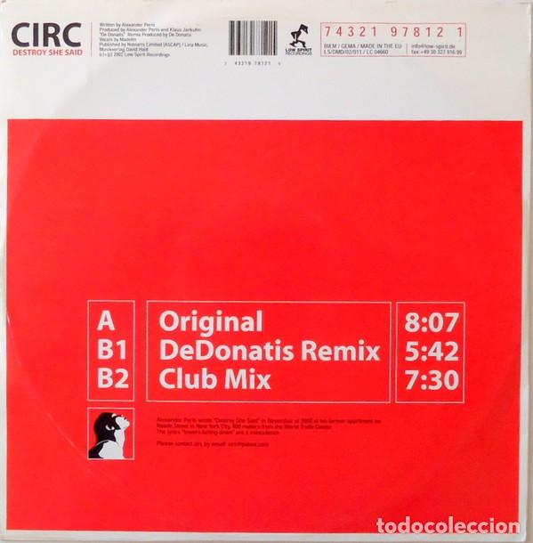 Discos de vinilo: Circ &ndash; Destroy She Said-GERMANY-2002-MAXI SINGLE - Foto 2