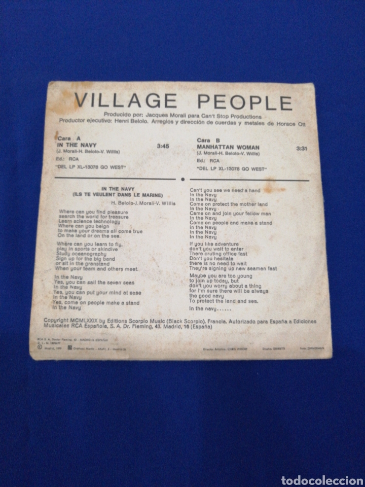Discos de vinilo: VILLAGE PEOPLE (IN THE NAVY - MANHATTAN WOMAN) - Foto 2 - 302817133