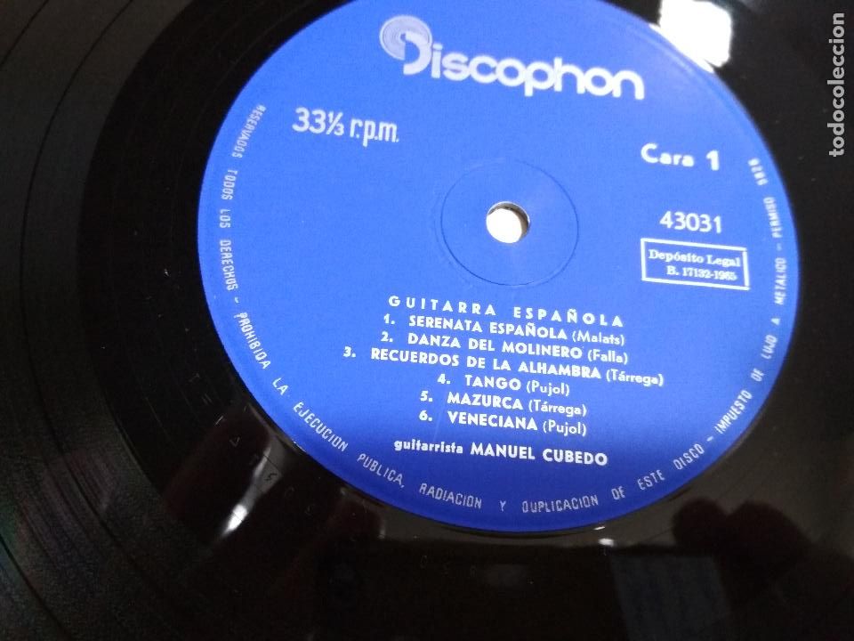 Discos de vinilo: MANUEL CUBERO, GUITARRA ESPA&Ntilde;OLA, DISCOPHON - Foto 3
