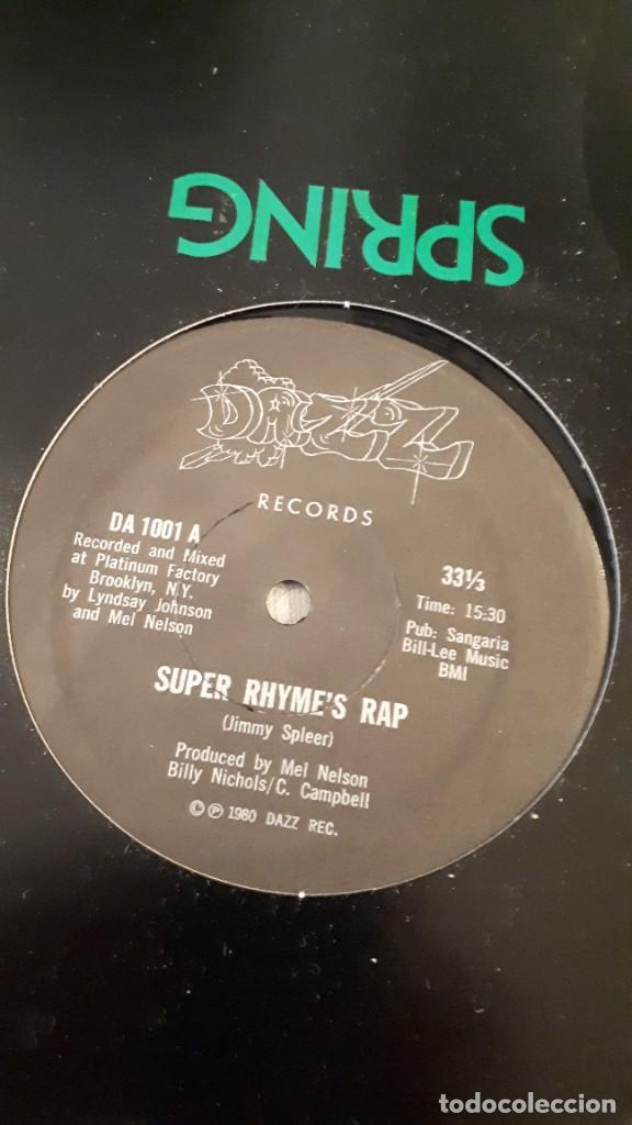 Discos de vinilo: Jimmy Spleer – Super Rhymes Rap Sello:Dazz Records – 1980 Hip Hop - Foto 3 - 302880183