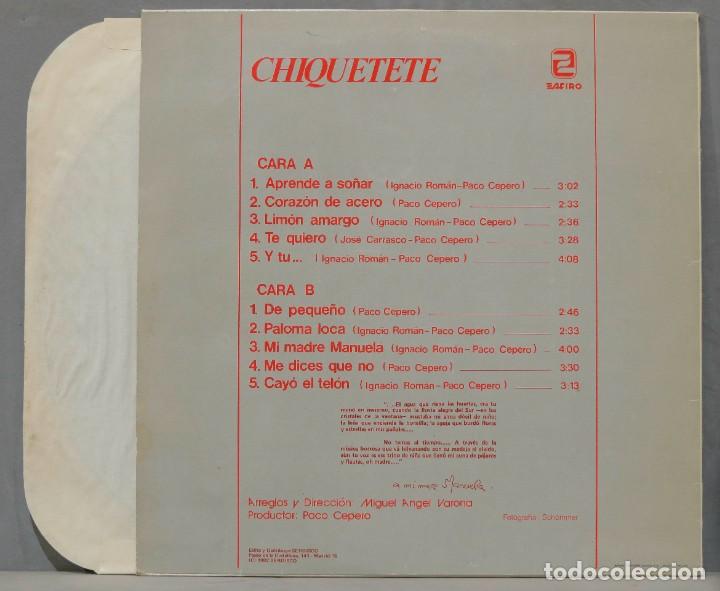 Discos de vinilo: LP. CHIQUETETE. APRENDE A SO&Ntilde;AR - Foto 2