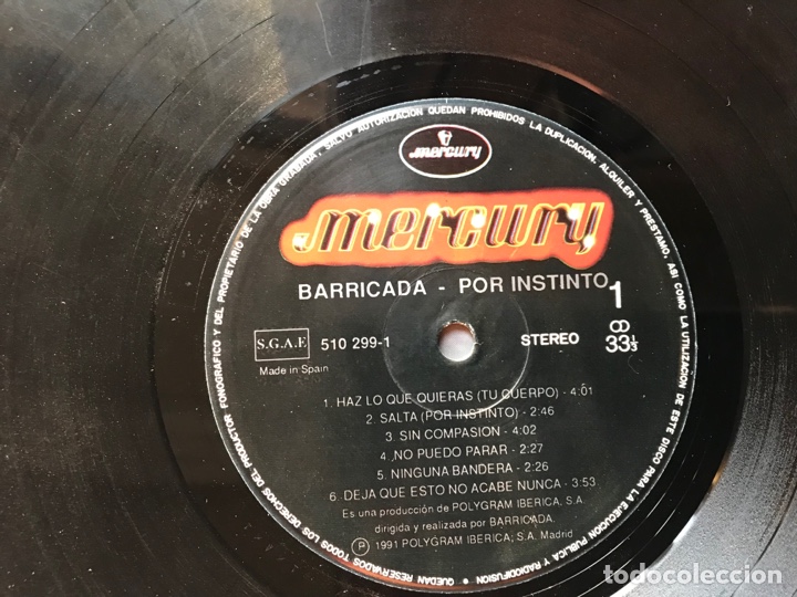 Discos de vinilo: Por instinto. Barricada - Foto 6