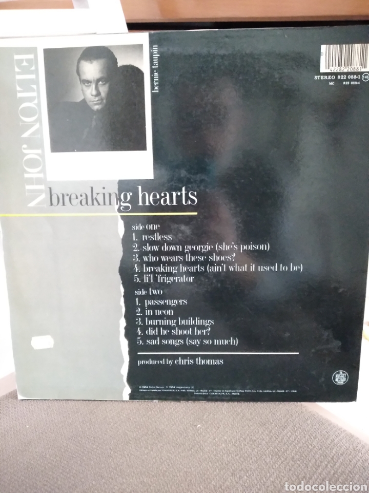Discos de vinilo: Vinilo - ELTON JOHN &rdquo;BREAKING HEARTS&rdquo; ESP.84 - Foto 2