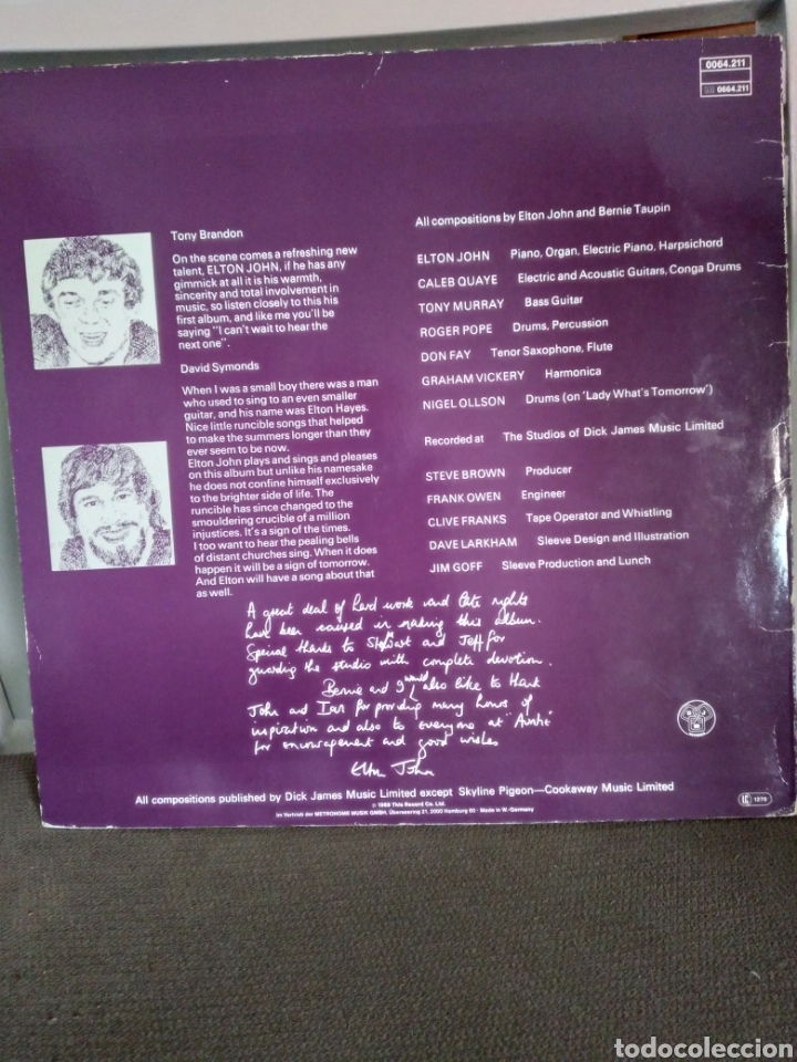 Discos de vinilo: Vinilo- ELTON JOHN &rdquo;EMPTY SKY&rdquo; GERM - Foto 2