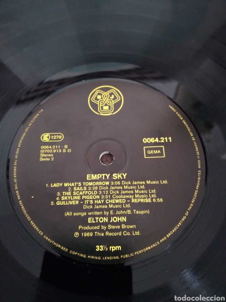Discos de vinilo: Vinilo- ELTON JOHN &rdquo;EMPTY SKY&rdquo; GERM - Foto 4