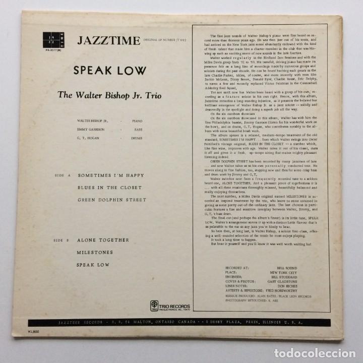 Discos de vinilo: Walter Bishop Jr. Trio - Speak Low , Japan 1975 Jazztime - Foto 2 - 303181608