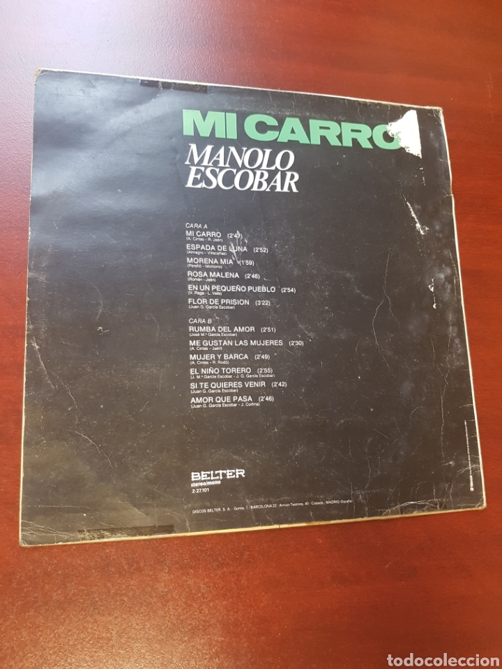 Discos de vinilo: MANOLO ESCOBAR MI CARRO VINILO - Foto 2