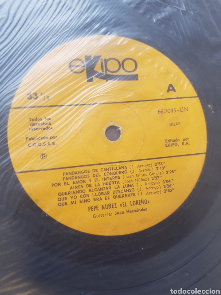 Discos de vinilo: PEPE NU&Ntilde;EZ EL LORE&Ntilde;O VINILO - Foto 2